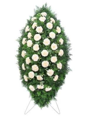 Венок Белые гвоздики, 125 см